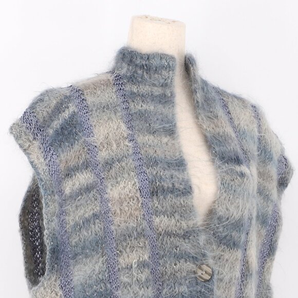 VINTAGE SHEILA RAYMOND Fuzzy Cardigan Vest Mohair Blend Size S - Picture 3 of 5
